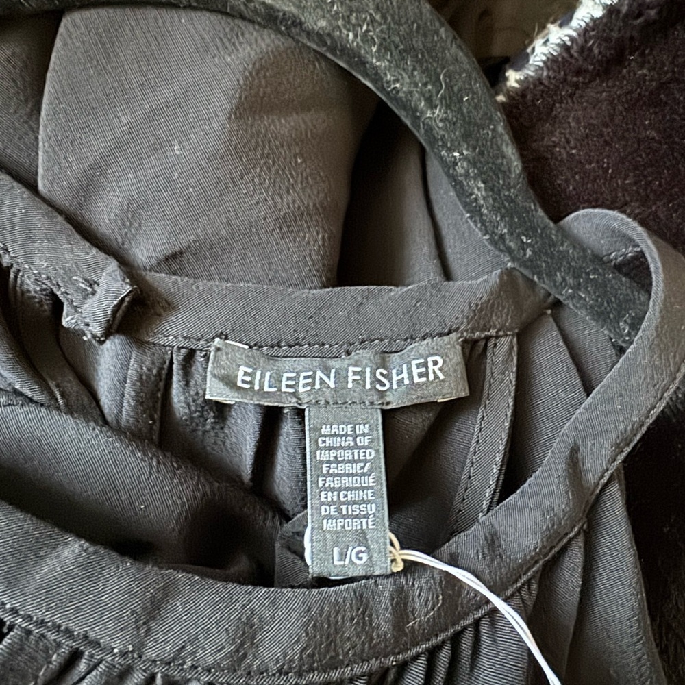 Eileen Fisher Halter Maxi Dress Womens Size Large Black Easy Care Front Cutout - Picture 6 of 7